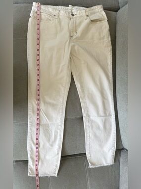 Eileen Fisher Cream Cropped Straight Jeans